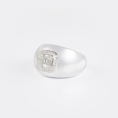 Jonc Jazz or blanc & diamants