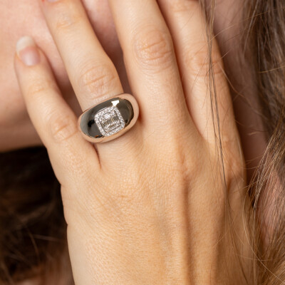 Jonc Jazz or blanc & diamants