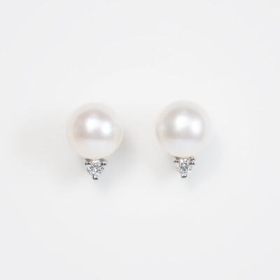Puces or blanc, diamants & perles Akoya 