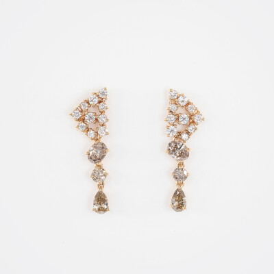 Boucles d'oreilles Automne or rose & diamants 