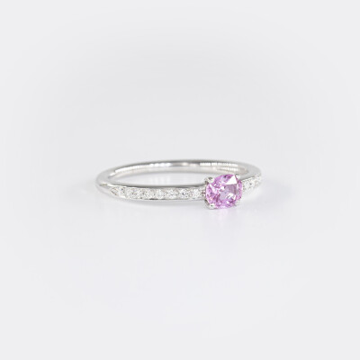 Bague Odette or blanc, saphir & diamants