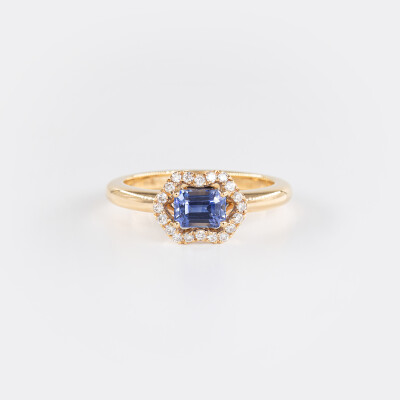 Bague Calyx or rose, saphir & diamants