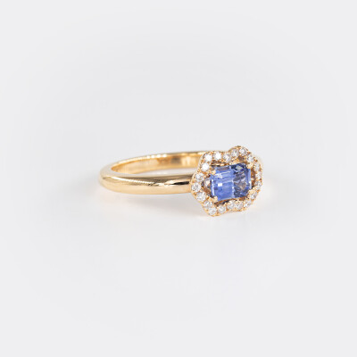 Bague Calyx or rose, saphir & diamants