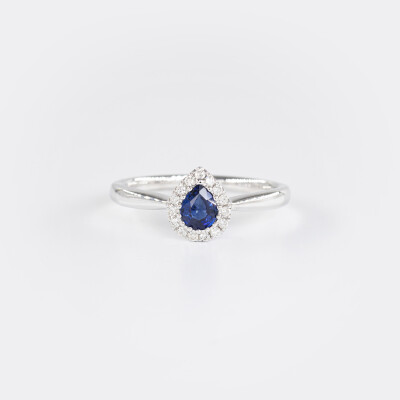 Bague Bindi or blanc, saphir & diamants