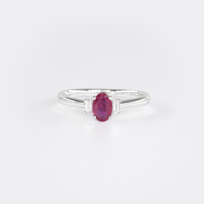 Bague Mademoiselle or blanc, rubis & diamants 