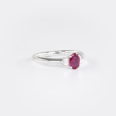 Bague Mademoiselle or blanc, rubis & diamants