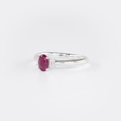 Bague Mademoiselle or blanc, rubis & diamants