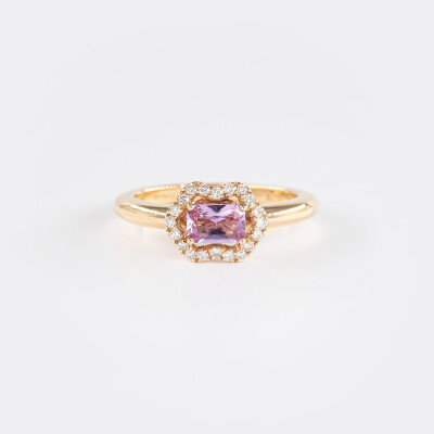 Bague Calyx or rose, saphir & diamants