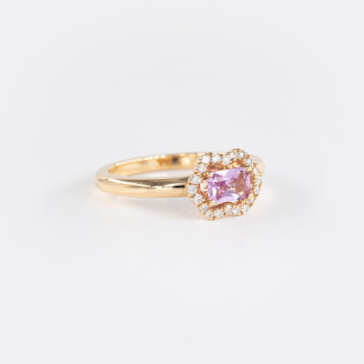 Bague Calyx or rose, saphir & diamants
