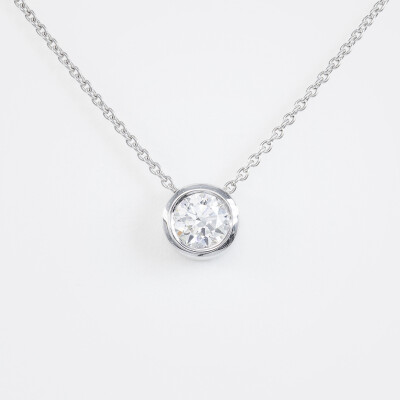 Collier Halo or blanc & diamants 