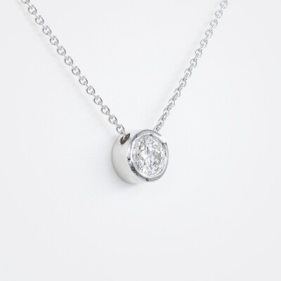 Collier Halo or blanc & diamants 