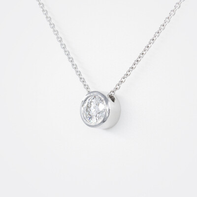 Collier Halo or blanc & diamants 