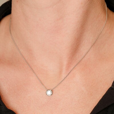 Collier Halo or blanc & diamants 