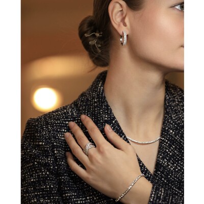 Bague Chantilly liens croisés or blanc & diamants