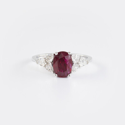 Bague Olympe or blanc, rubis & diamants 
