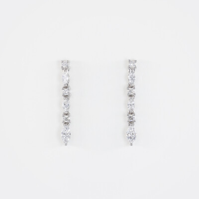 Boucles d'oreilles Babylone or blanc & diamants