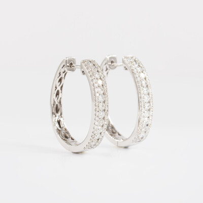 Créoles Chantilly or blanc & diamants