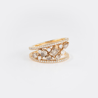 Bague Automne or rose & diamants 
