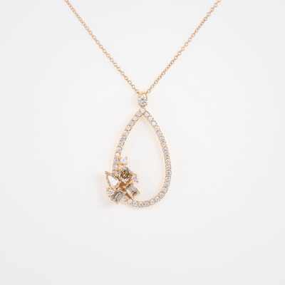 Collier Automne or rose & diamants 
