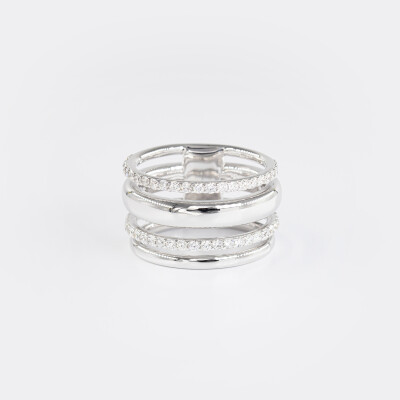 Bague Manhattan or blanc & diamants