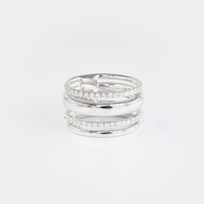 Bague Manhattan or blanc & diamants