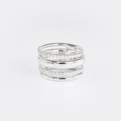 Bague Manhattan or blanc & diamants
