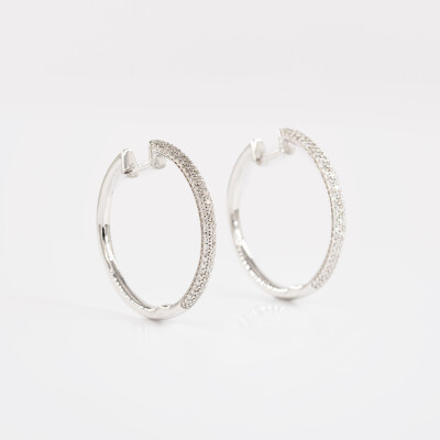 Créoles Sparkles or blanc & diamants
