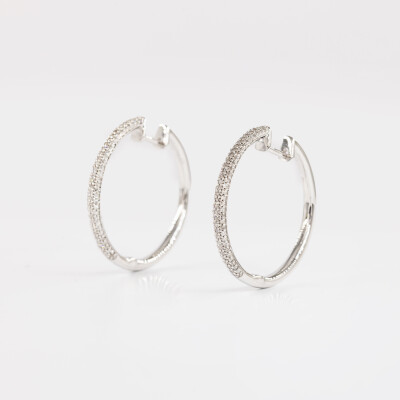 Créoles Sparkles or blanc & diamants