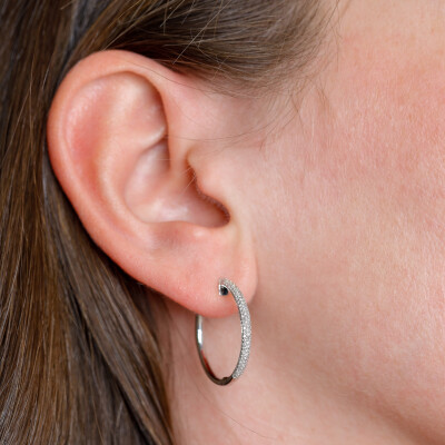 Créoles Sparkles or blanc & diamants