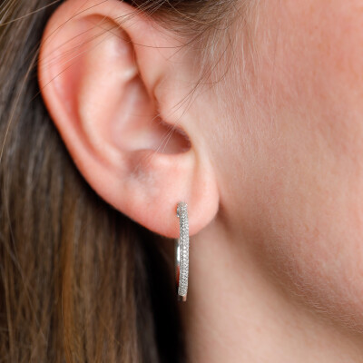 Créoles Sparkles or blanc & diamants