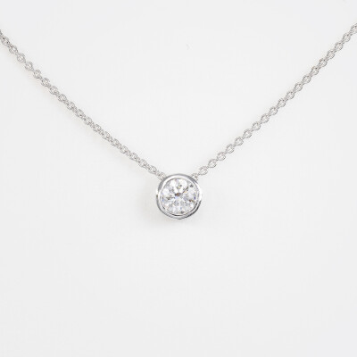 Collier Halo or blanc & diamants 