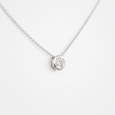 Collier Halo or blanc & diamants 