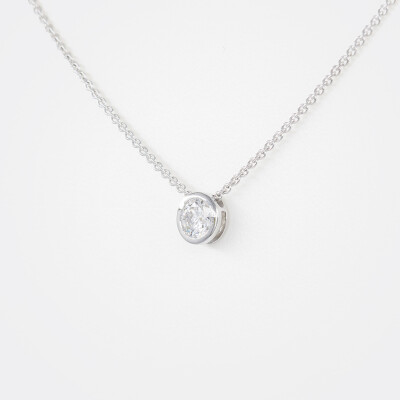Collier Halo or blanc & diamants 
