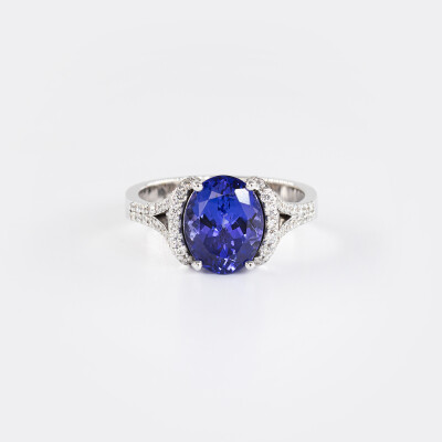 Bague Divine or blanc, tanzanite & diamants