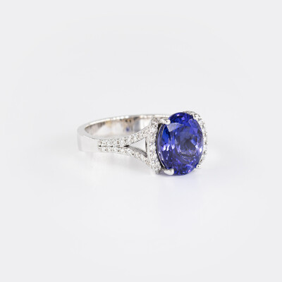 Bague Divine or blanc, tanzanite & diamants