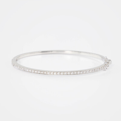 Bracelet jonc Manhattan or blanc & diamants