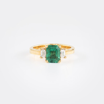 Bague Holly or jaune, émeraude & diamants