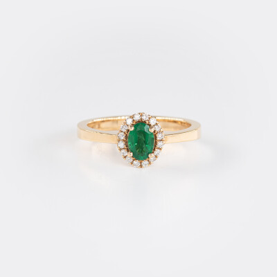 Bague Aura or rose & émeraude