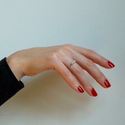 Bague Organzine or blanc & diamants