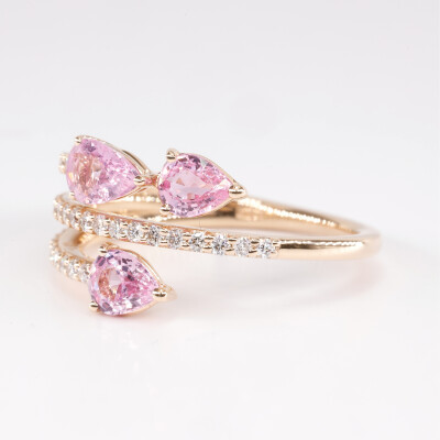 Bague Spring or rose, saphir & diamants