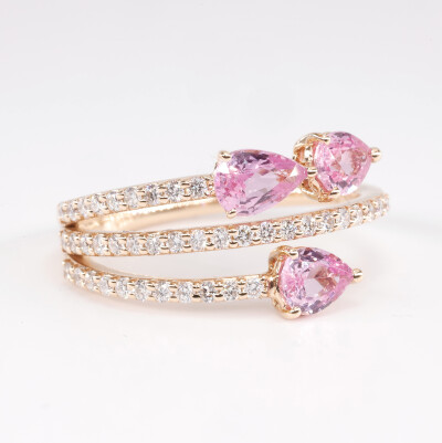 Bague Spring or rose, saphir & diamants