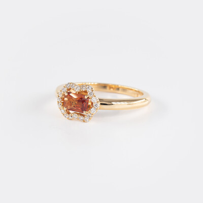 Bague Calyx or rose, saphir & diamants