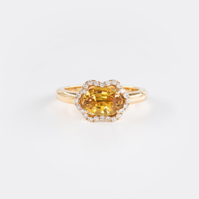 Bague Calyx or rose, saphir & diamants