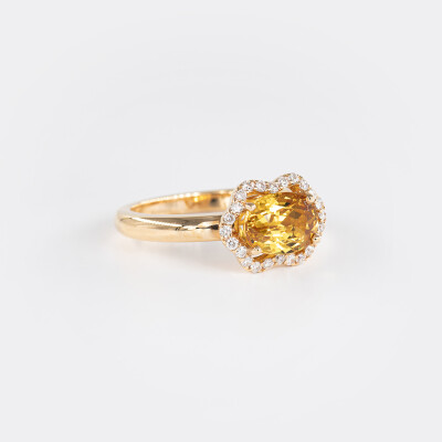 Bague Calyx or rose, saphir & diamants