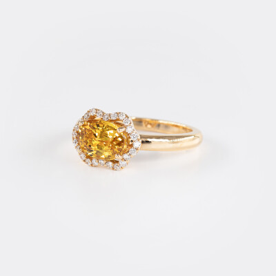 Bague Calyx or rose, saphir & diamants