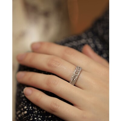 Bague Chantilly or blanc & diamants