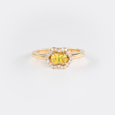 Bague Calyx or rose, saphir & diamants
