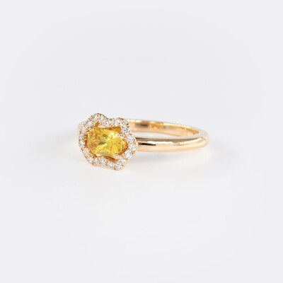 Bague Calyx or rose, saphir & diamants