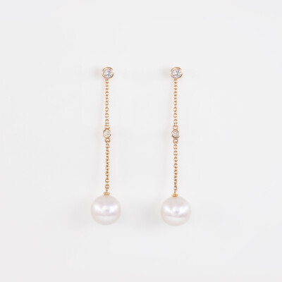 Boucles d'oreilles or rose & perles