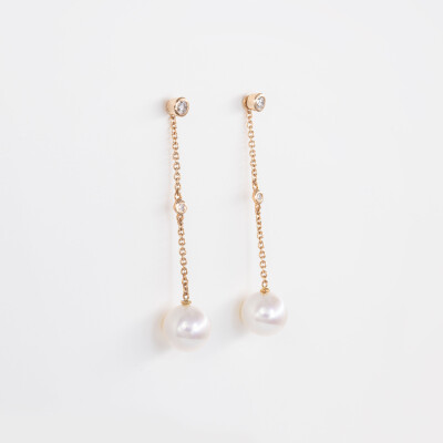 Boucles d'oreilles or rose & perles
